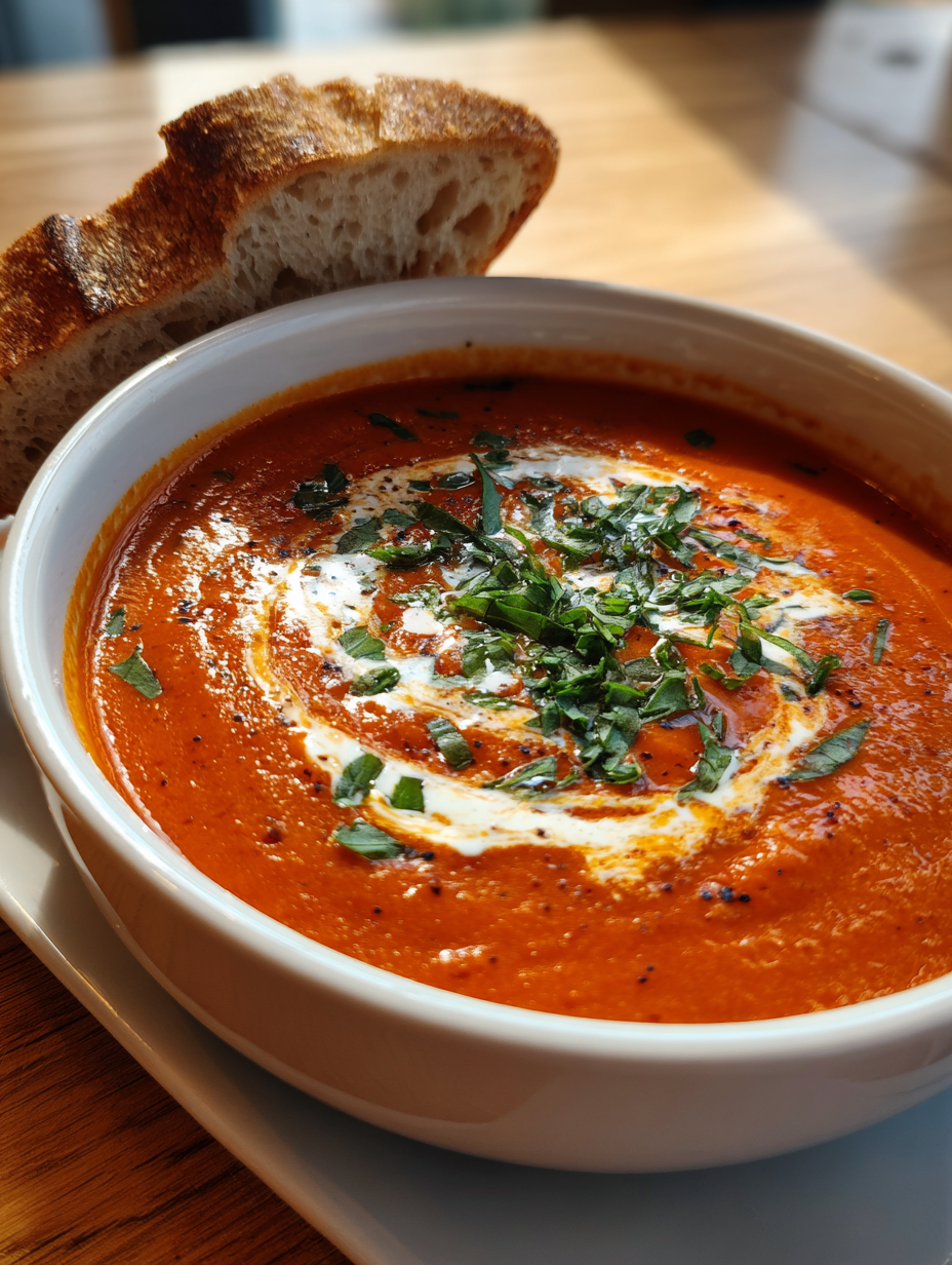 Delicious przepisy na zupy: Classic Tomato Basil Soup Recipe